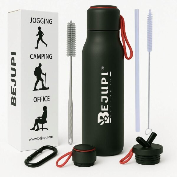 Water Bottle Stainless Steel Powder Coated 16.9 oz  straw Lid AND Flip Lid!12 Hour Hot/Cold